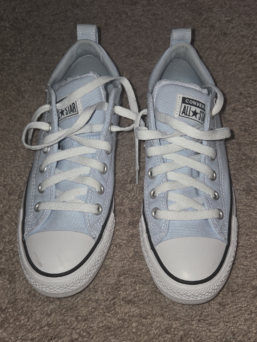 Converse Low Top Sneakers in Pale Blue and White